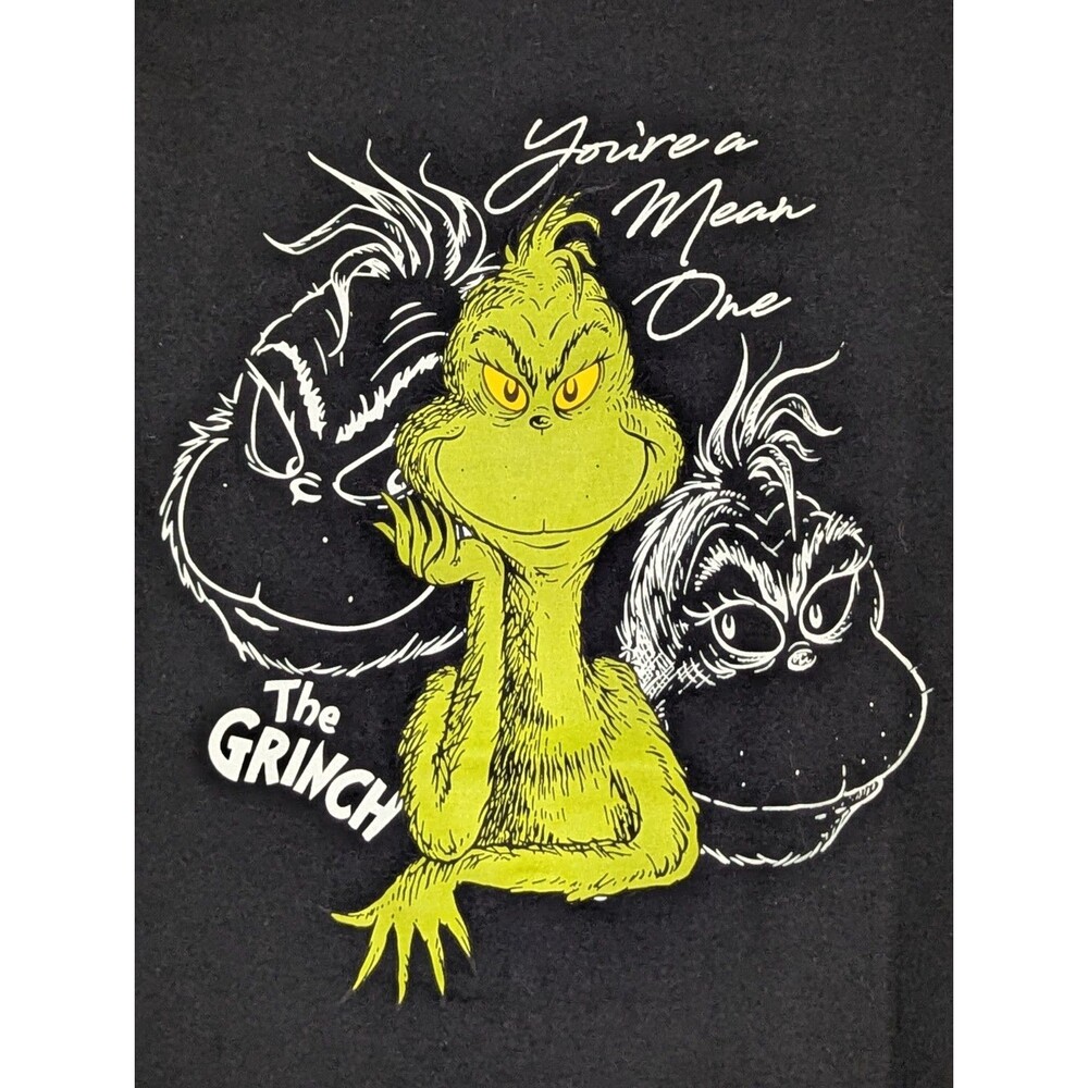 Grinch 'You're a Mean One' Tee Adult XL Black S/S Christmas Holiday Dr Seuss EUC